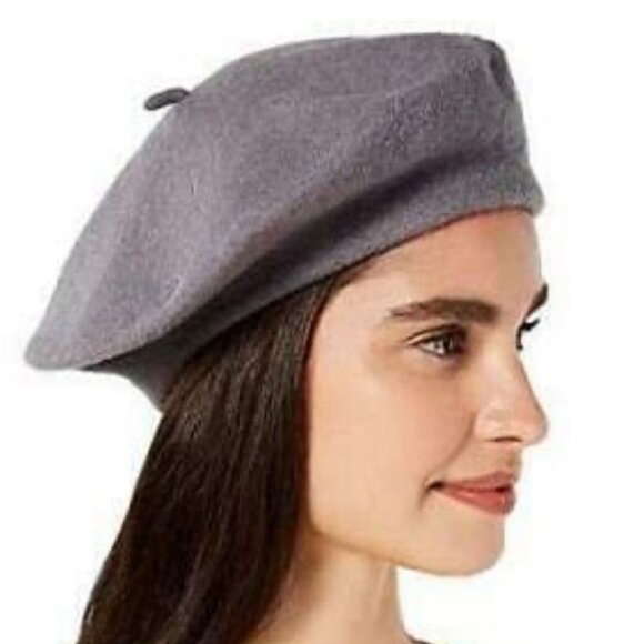 INC INTERNATIONAL CONCEPTS wool blend women's beret winter hat - GREY - Picture 1 of 7
